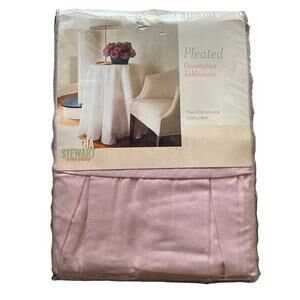 Martha Stewart Everyday Pink Pleated Decorative Tablecover 70" Round b3